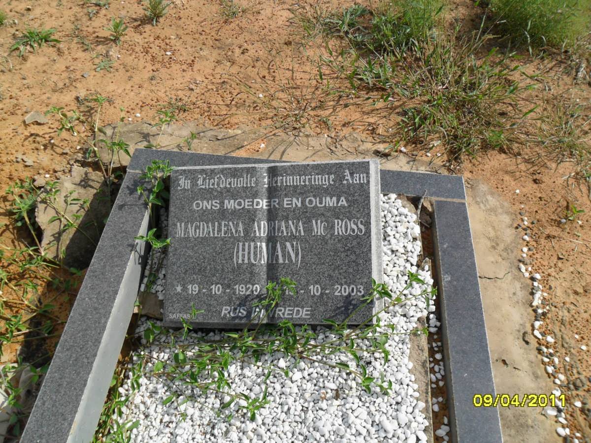 MCROSS Magdalena Adriana nee HUMAN 1920-2003