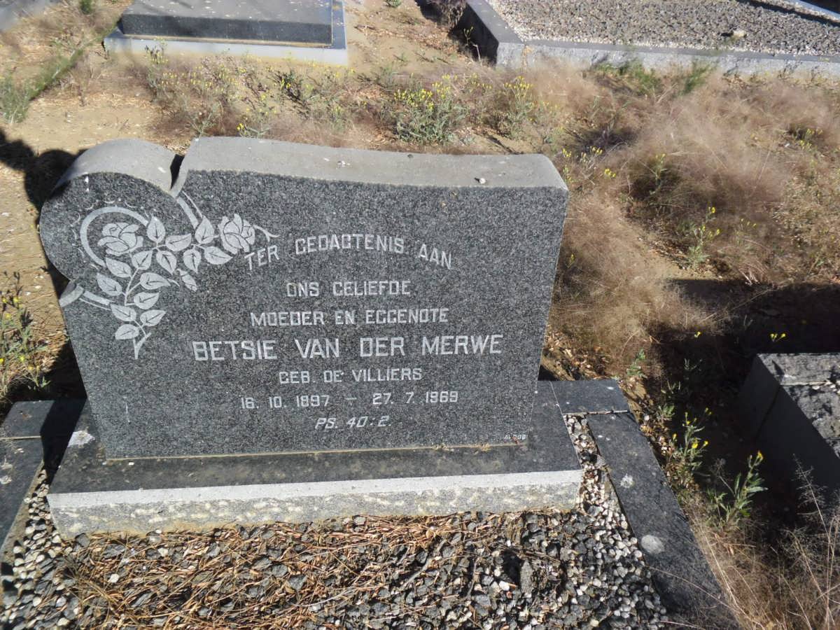 MERWE Betsie, van der nee DE VILLIERS 1897-1969