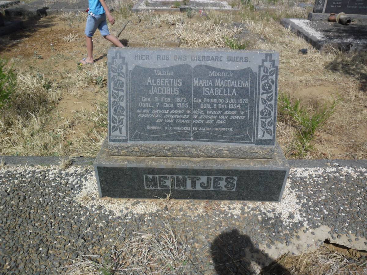 MEINTJES Albertus Jacobus 1877-1955 &amp; Maria Magdalena Isabella PRINSLOO 1878-1954