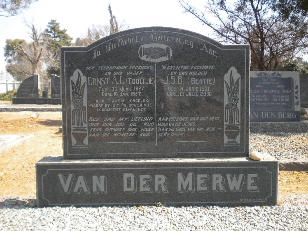 MERWE Ernst A.L., van der 1927-1957 &amp; J.S.B. 1931-2000