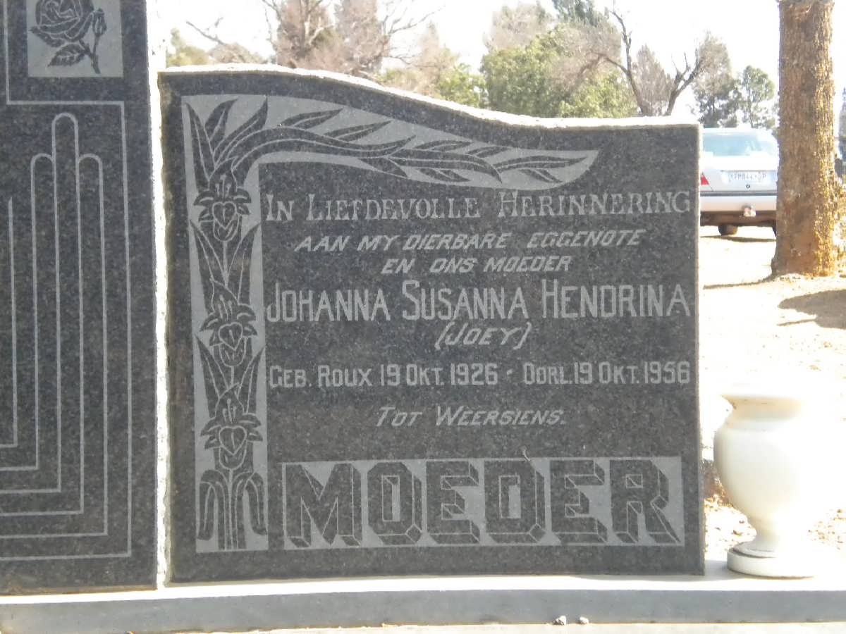 MEYER Johanna Susanna Hendrina nee ROUX 1926-1956