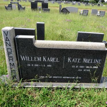 MERWE Willem Karel, van der 1901-1986 & Kate Noeline HEYNS 1900-1993