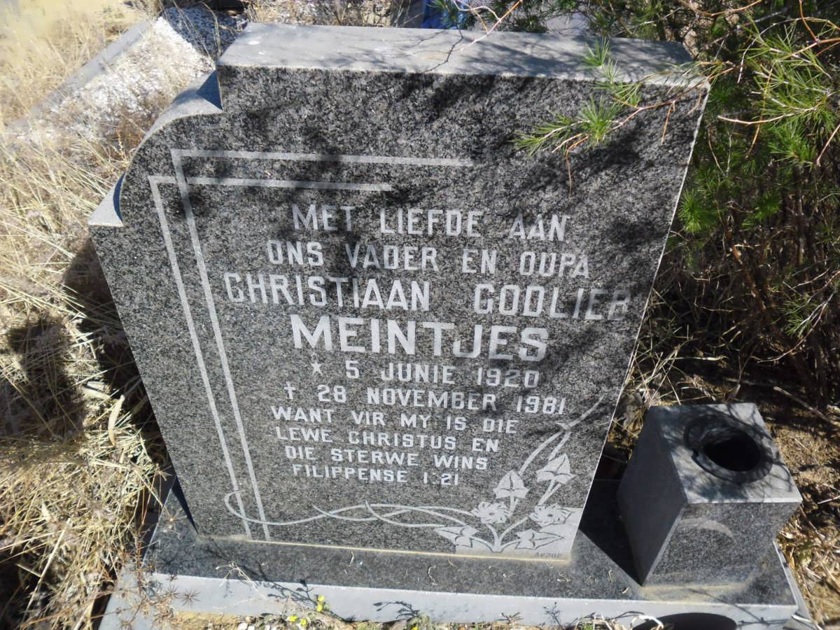 MEINTJES Christiaan Godlieb 1920-1981