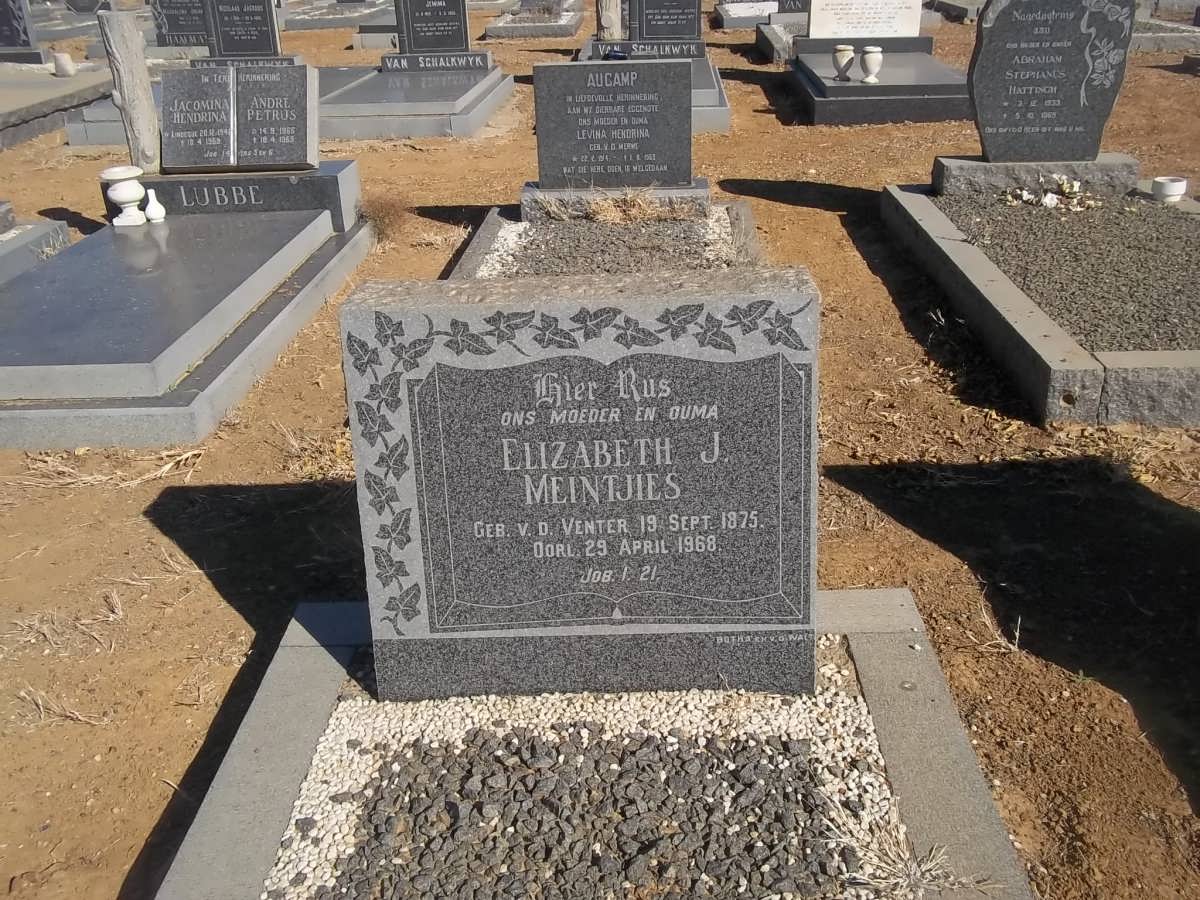 MEINTJIES Elizabeth J. nee V.D. VENTER 1875-1968