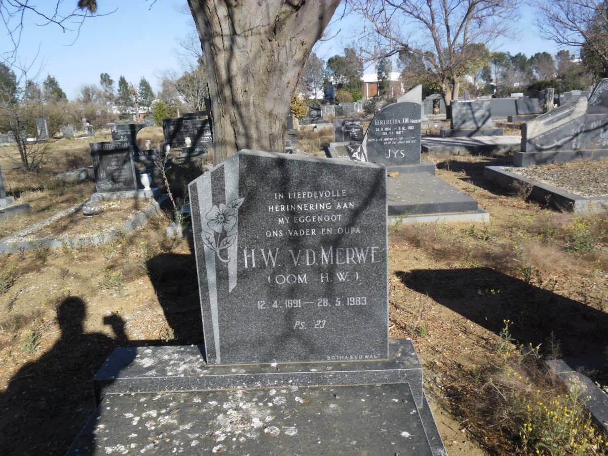 MERWE H.W., van der 1891-1983