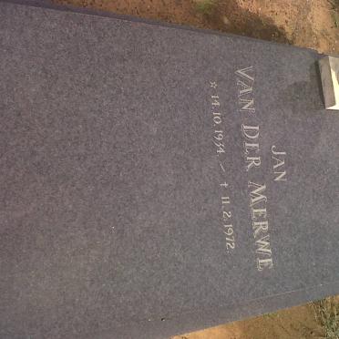 MERWE Jan, van der 1934-1972