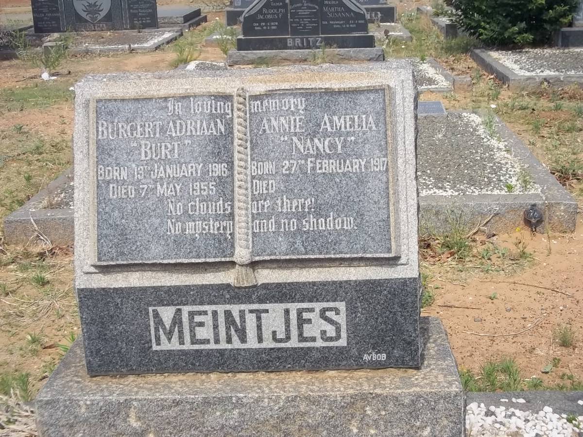 MEINTJES Burgert Adriaan 1916-1955 &amp; Annie Amelia 1917-