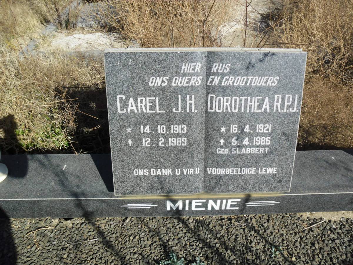 MIENIE Carel J.H. 1913-1989 &amp; Dorothea R.P.J. SLABBERT 1921-1986
