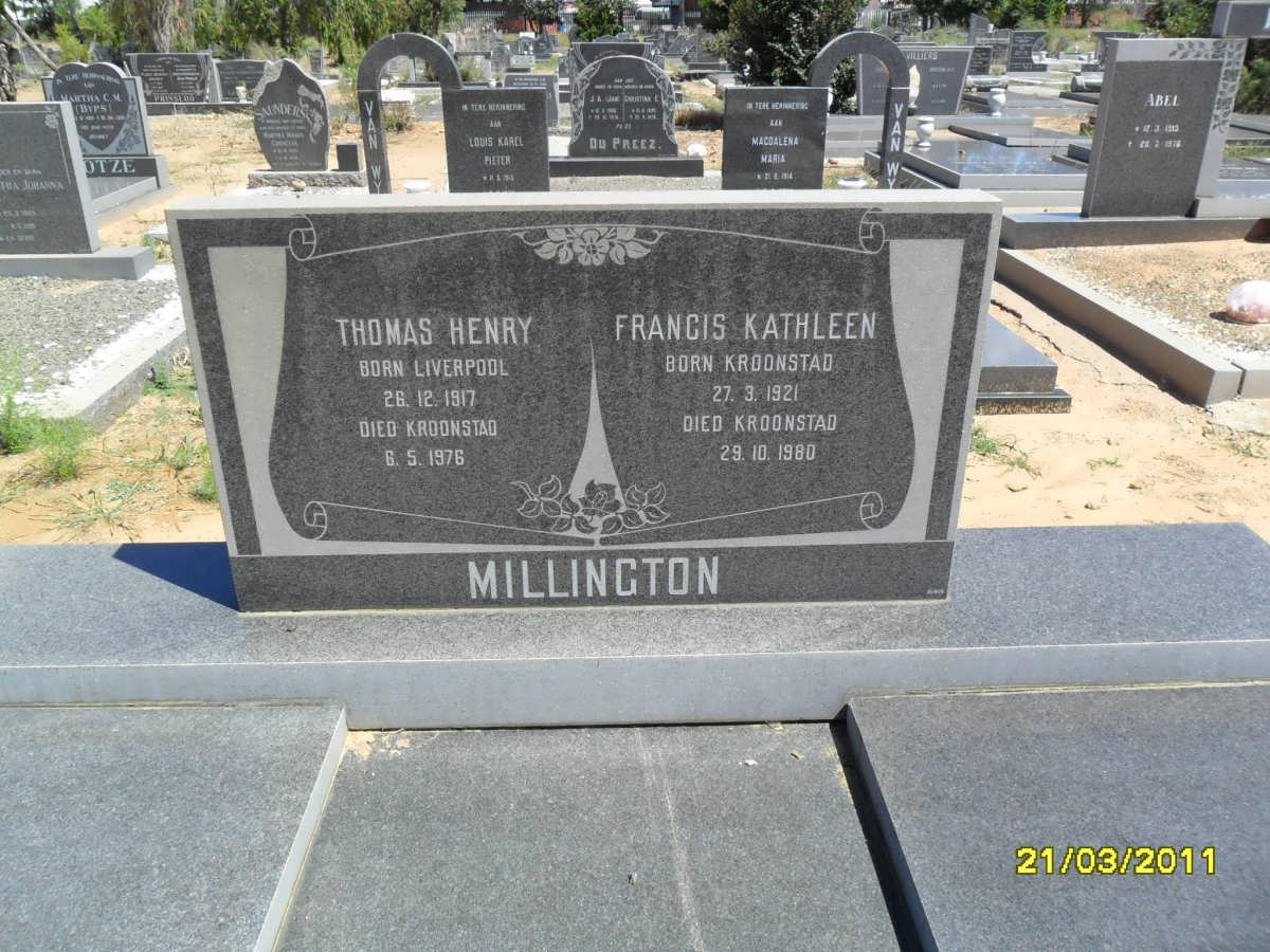 MILLINGTON Thomas Henry 1917-1976 &amp; Francis Kathleen 1921-1980