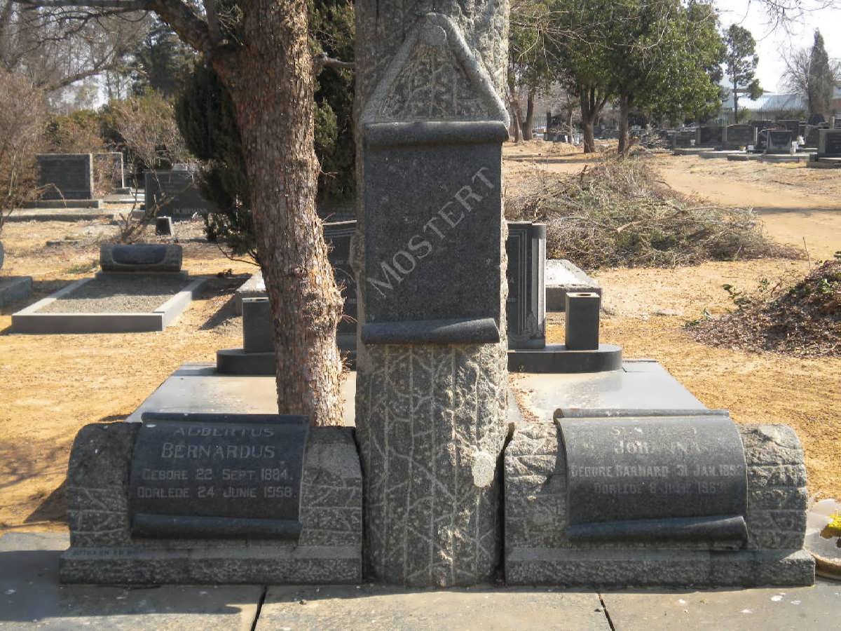 MOSTERT Albertus Bernardus 1884-1958 &amp; Susanna Johanna BARNARD 1893-1963