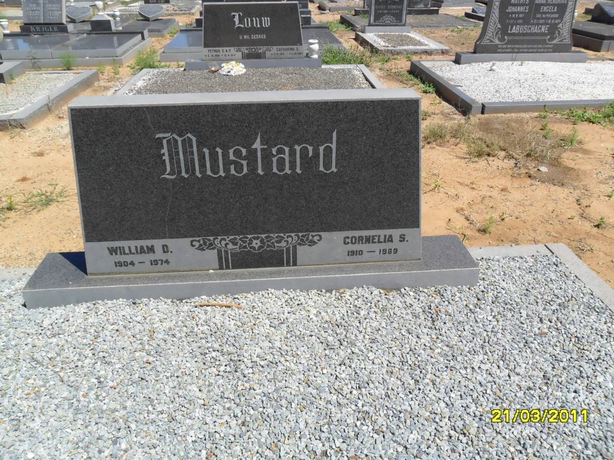 MUSTARD William D. 1904-1974 &amp; Cornelia S. 1918-1989