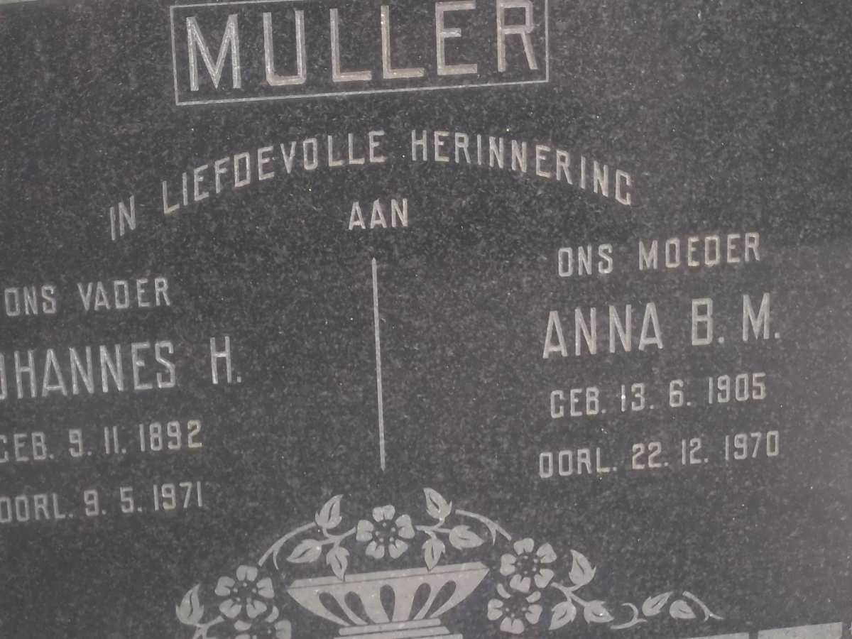 MULLER Johannes H. 1892-1971 &amp; Anna B.M. 1905-1970
