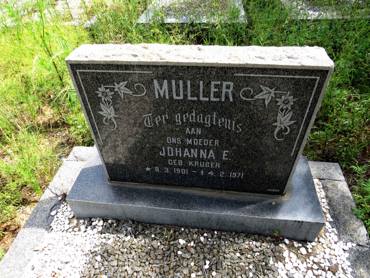 MULLER Johanna E. nee KRUGER 1901-1971