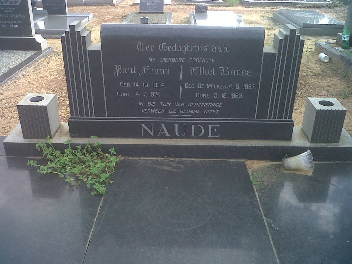 NAUDE Paul Frans 1894-1974 &amp; Ethel Louisa De MELKER 1897-1963