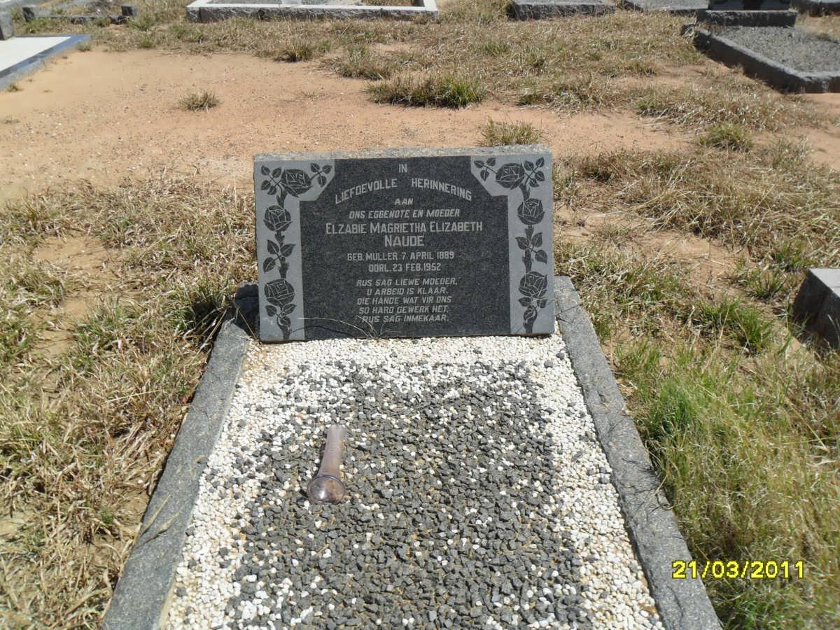 NAUDE Elzabie Magrietha Elizabeth nee MULLER 1889-1952
