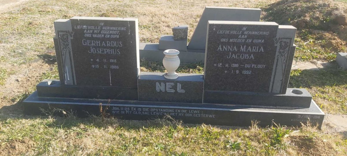 NEL Gerhardus Josephus 1915-1986 &amp; Anna Maria Jacoba DU PLOOY 1916-1992