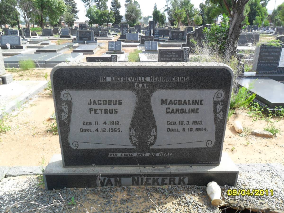 NIEKERK Jacobus Petrus, van 1912-1965 &amp; Magdaline Caroline 1913-1964  