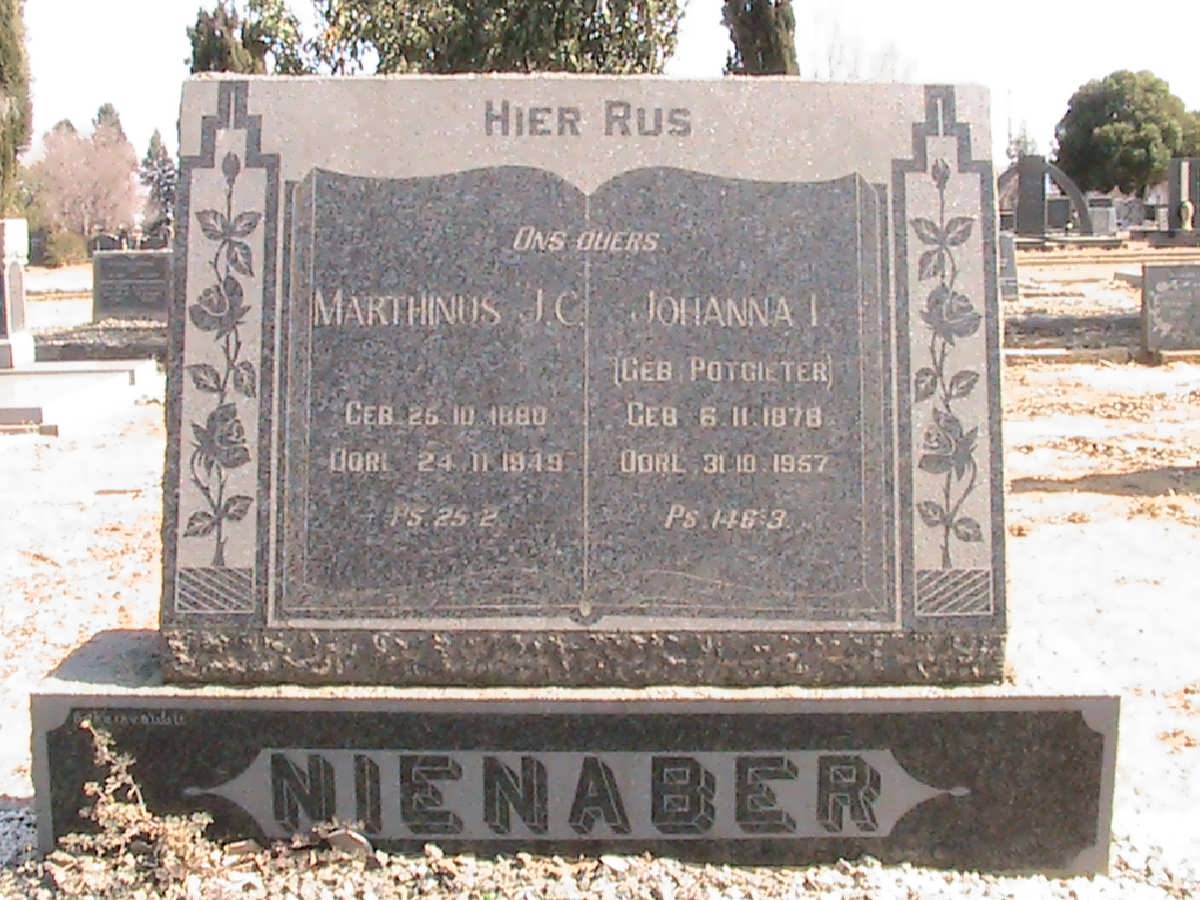 NIENABER Marthinus J.C. 1880-1949 &amp; Johanna I. POTGIETER 1878-1957 