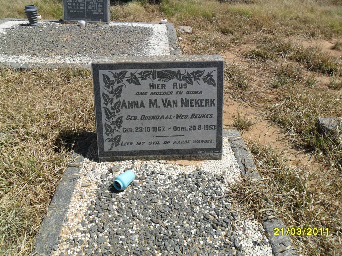 NIEKERK Anna M., van voorheen BEUKES nee ODENDAAL 1867-1953