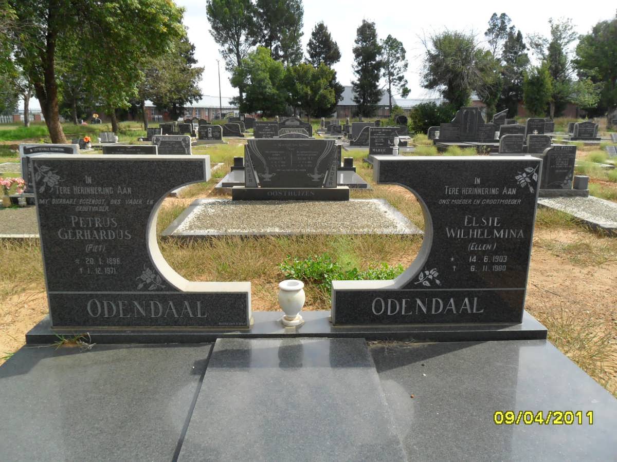 ODENDAAL Petrus Gerhardus 1896-1971 &amp; Elsie Wilhelmina 1903-1980