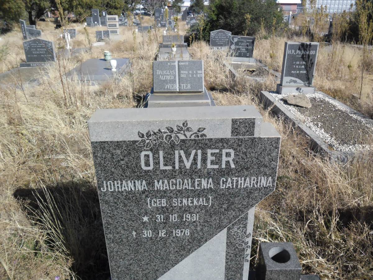 OLIVIER Johanna Magdalena Catharina nee SENEKAL 1931-1978