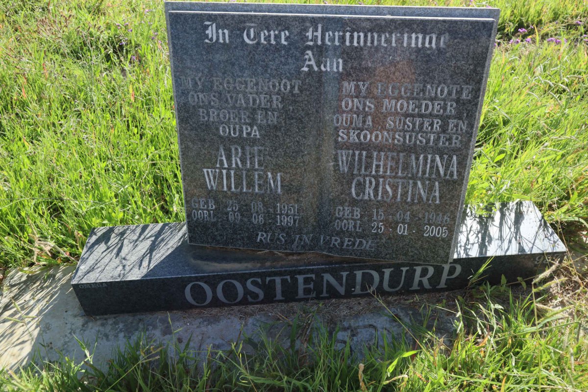 OOSTENDURP Arie Willem 1951-1997 &amp; Wilhelmina Cristina 1946-2005