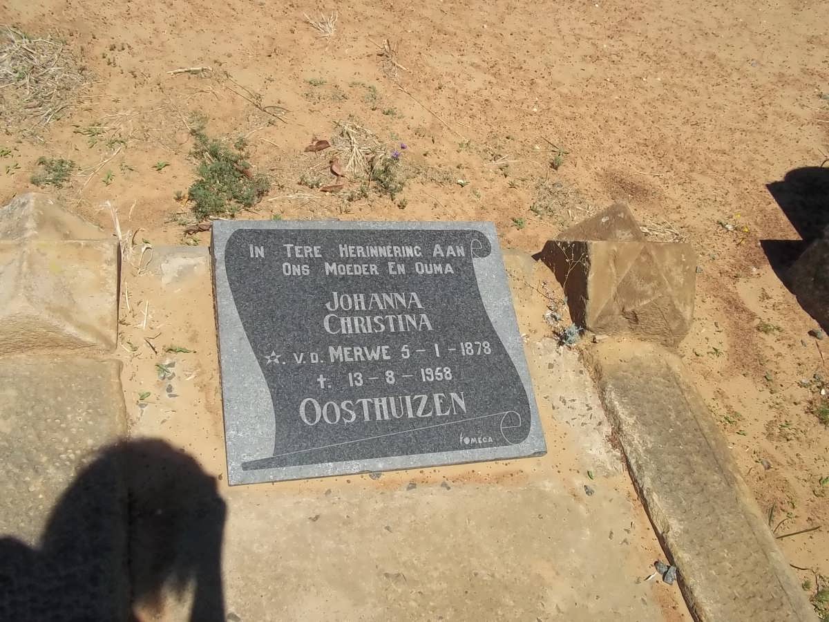 OOSTHUIZEN Johanna Christina nee V.D. MERWE 1878-1958