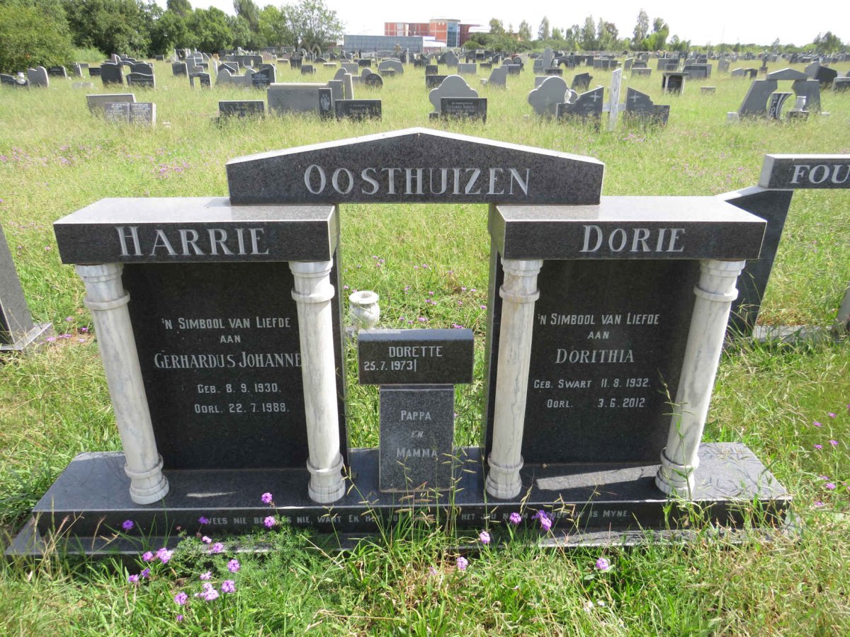 OOSTHUIZEN Gerhardus Johannes 1930-1988 & Dorithea nee SWART 1932-2012 :: OOSTHUIZEN Dorette 1973-