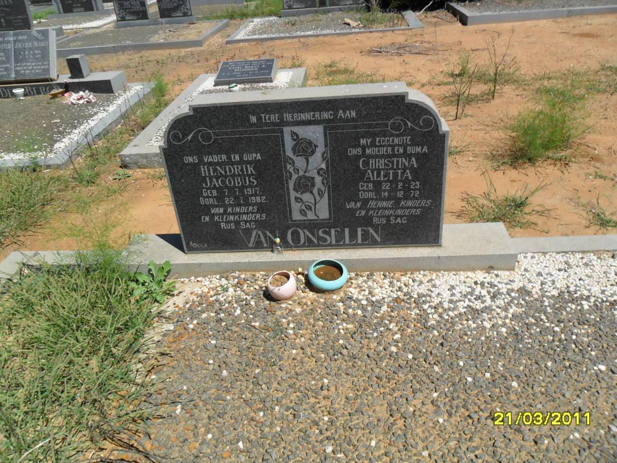 ONSELEN Hendrik Jacobus, van 1917-1982 &amp; Christina Aletta 1923-1972