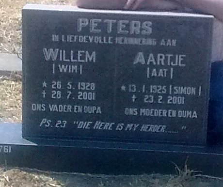 PETERS Willem 1928-2001 &amp; Aartje SIMON 1925-2001