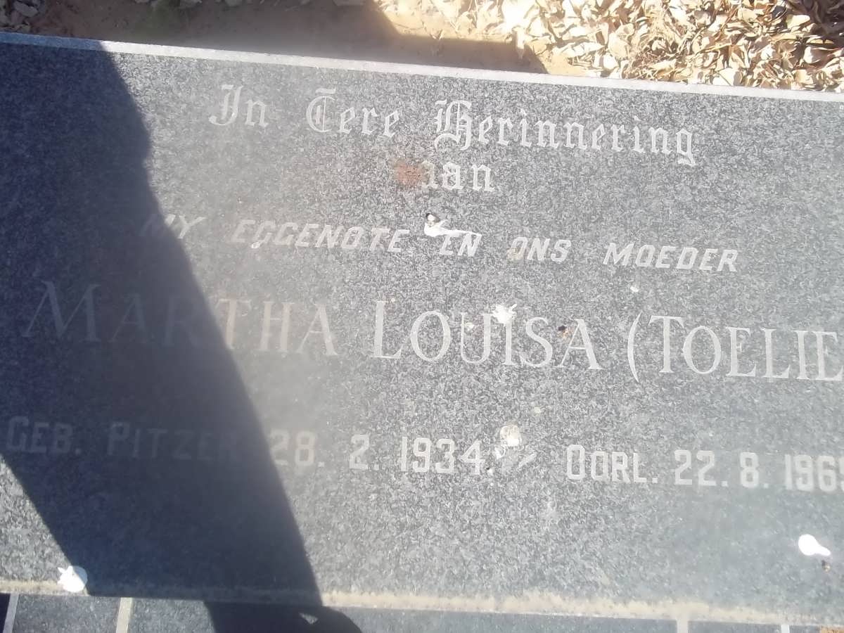PIENAAR Martha Louisa nee PITZER 1934-1969