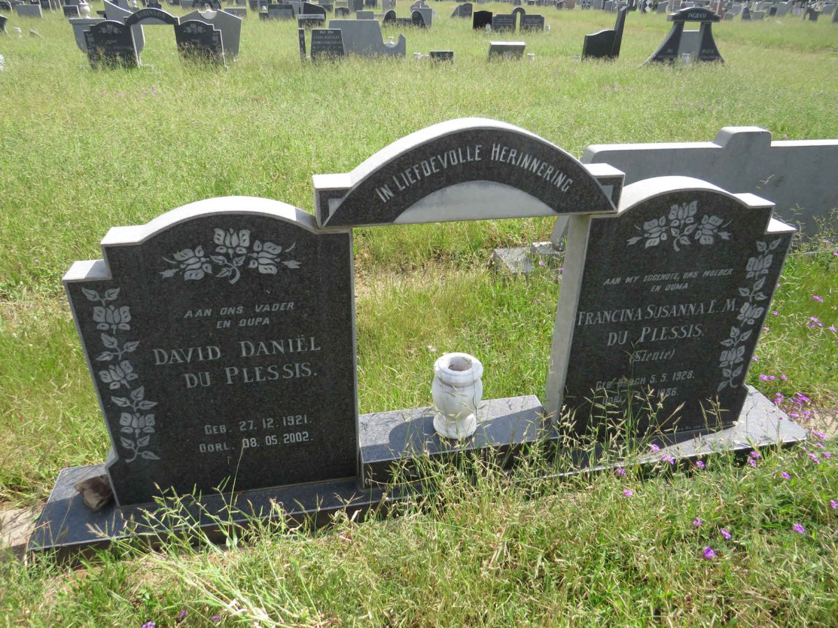 PLESSIS David Daniel, du 1921-2002 & Francina Susanna E.M. 1928-1986 