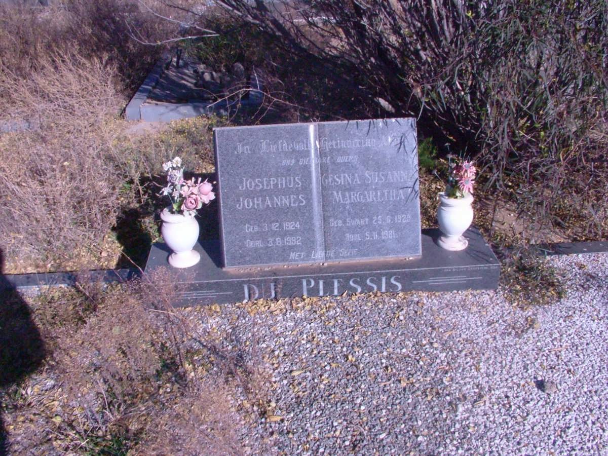 PLESSIS Josephus Johannes, du 1924-1992 &amp; Gesina Susanna Margaretha SWART 1929-19?1
