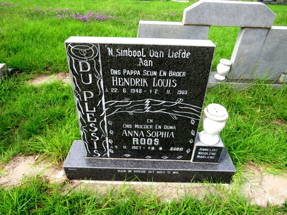 PLESSIS Hendrik Louis, du 1948-1989 & Anna Sophia ROOS 1927-2020