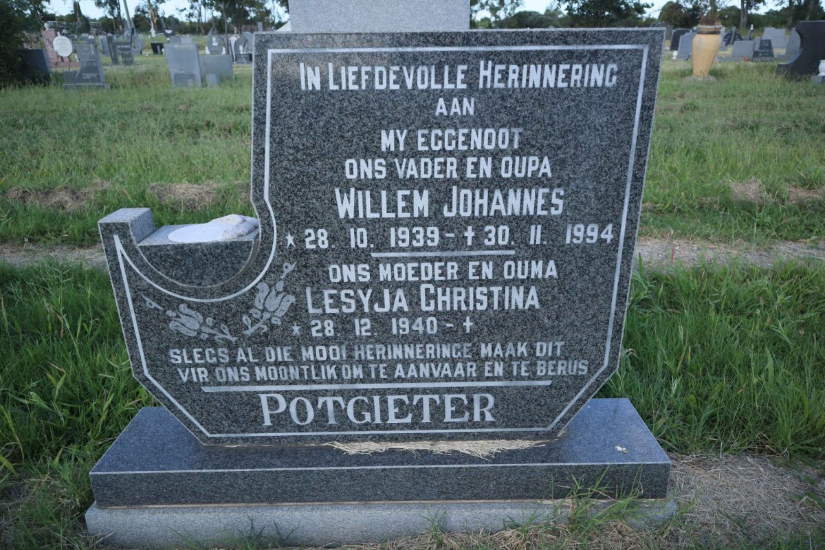 POTGIETER Willem Johannes 1939-1994 &amp; Lesyja Christina 1940-