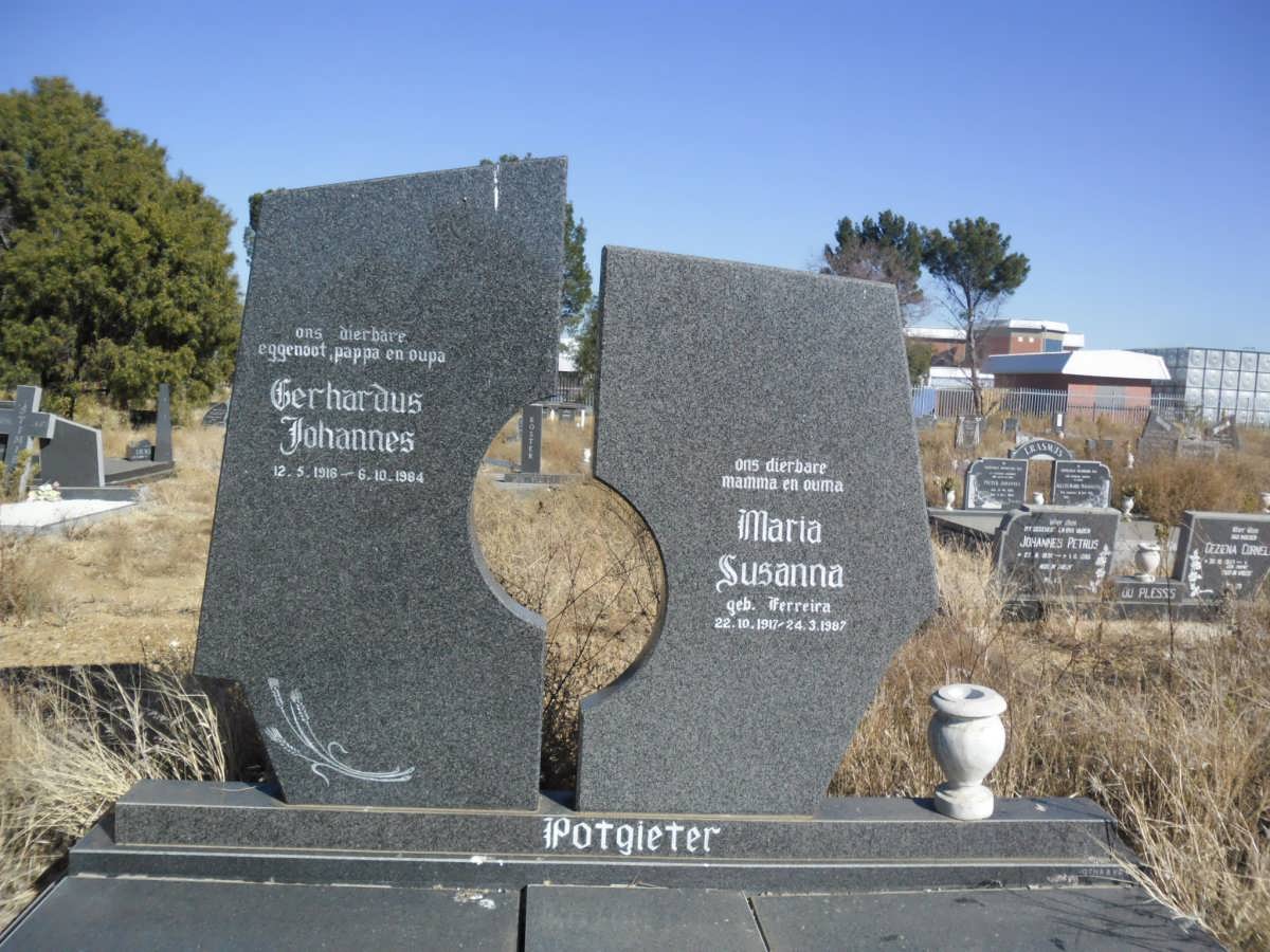 POTGIETER Gerhardus Johannes 1916-1984 &amp; Maria Susanna FERREIRA 1917-1987