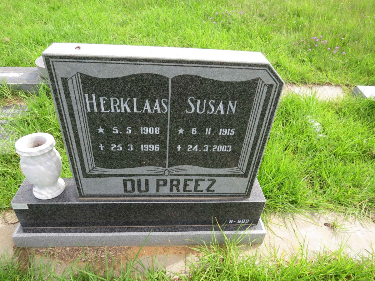 PREEZ Herklaas, du 1908-1996 & Susan 1915-2003