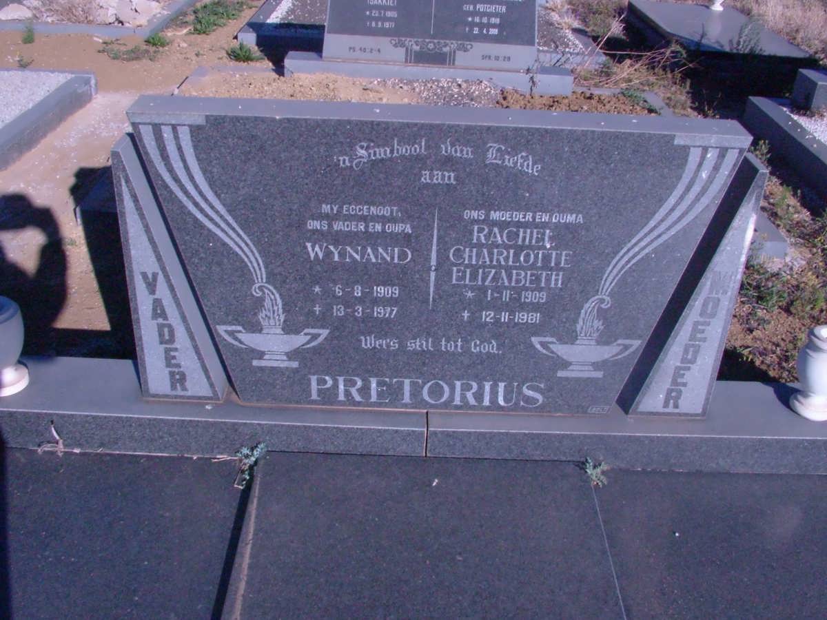 PRETORIUS Wynand 1909-1977 &amp; Rachel Charlotte Elizabeth 1909-1981