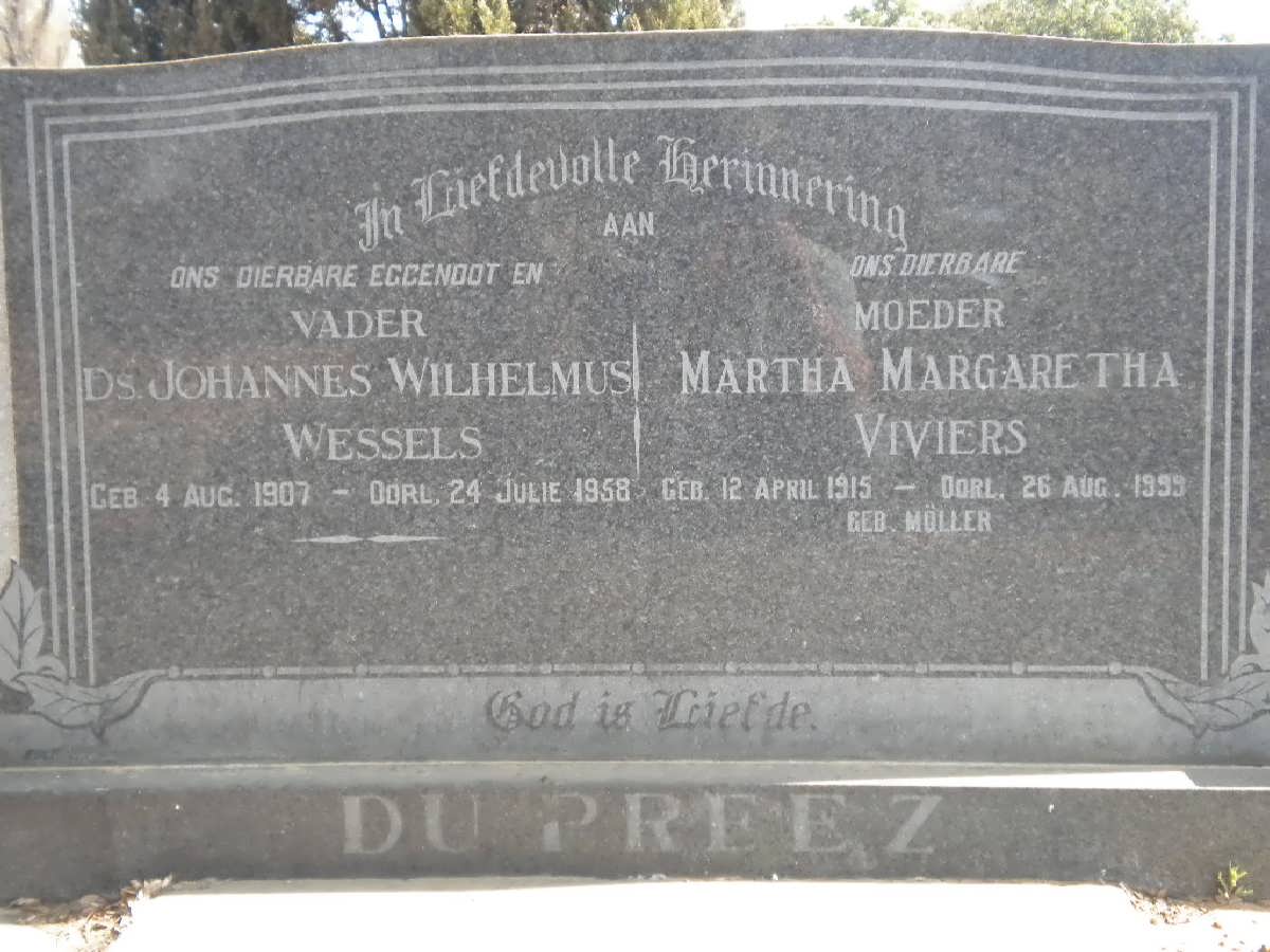 PREEZ Johannes Wilhelmus Wessels, du 1907-1958 &amp; Martha Margaretha Viviers MOLLER 1915-1999