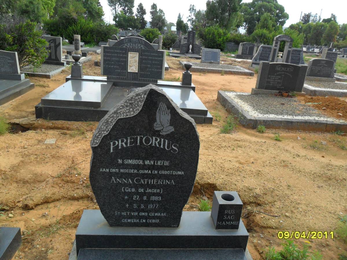 PRETORIUS Anna Catherina nee De JAGER 1889-1977