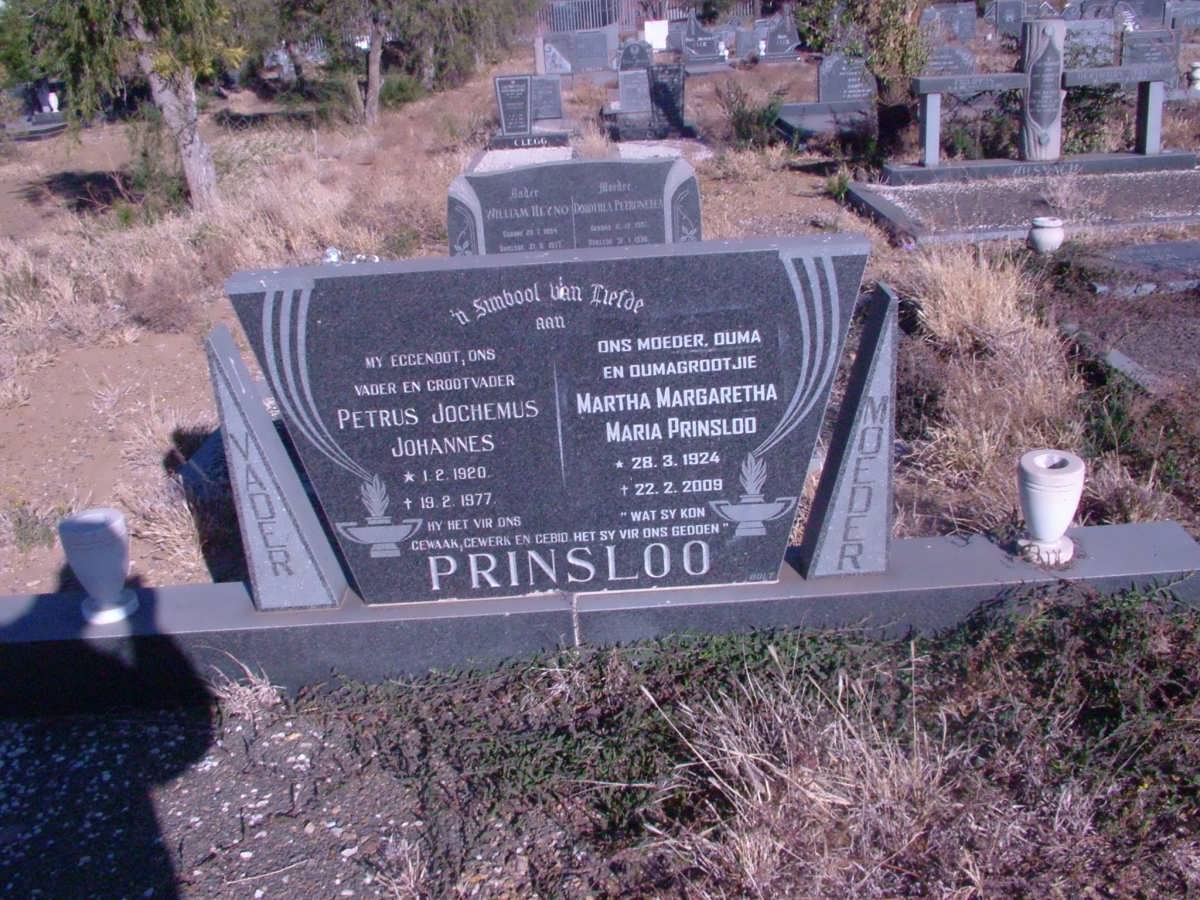 PRINSLOO Petrus Jochemus Johannes 1920-1977 &amp; Martha Margaretha Maria 1924-2009