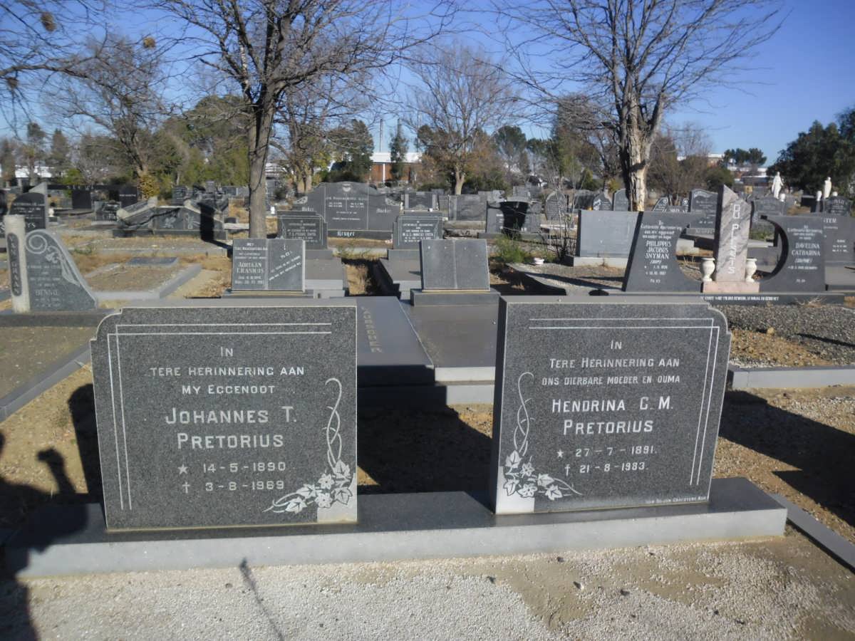 PRETORIUS Johannes T. 1890-1969 &amp; Hendrina C.M. 1891-1983