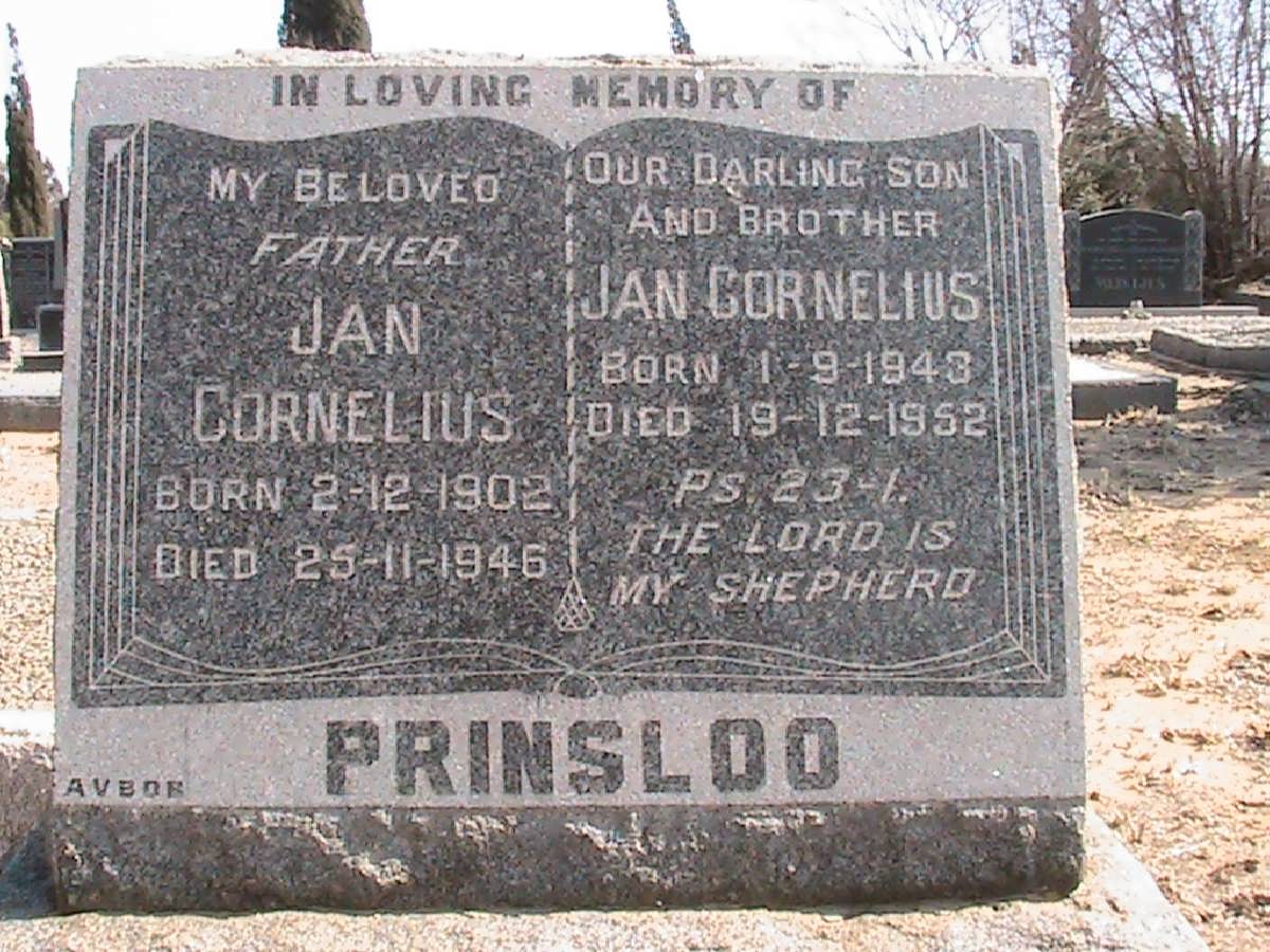 PRINSLOO Jan Cornelius 1902-1946 :: PRINSLOO Jan Cornelius 1943-1952