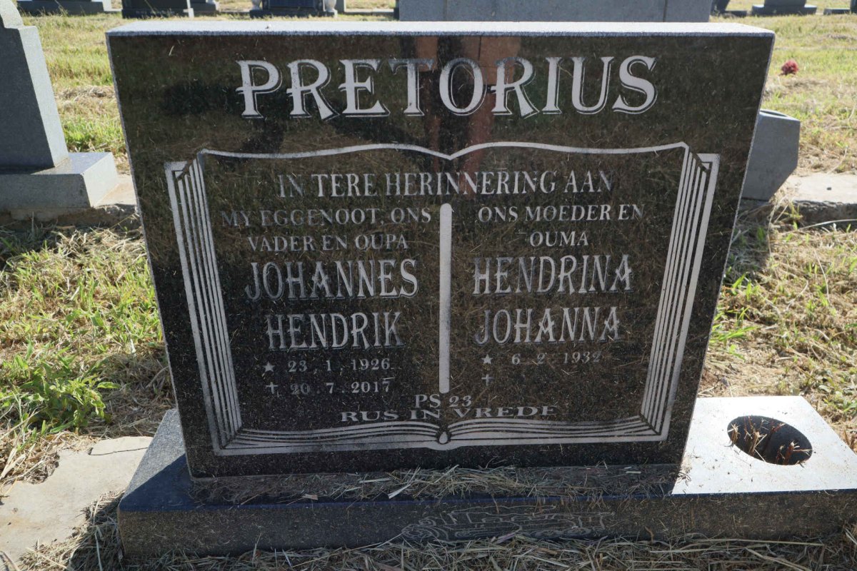 PRETORIUS Johannes Hendrik 1926-2017 &amp; Hendrina Johanna 1932-