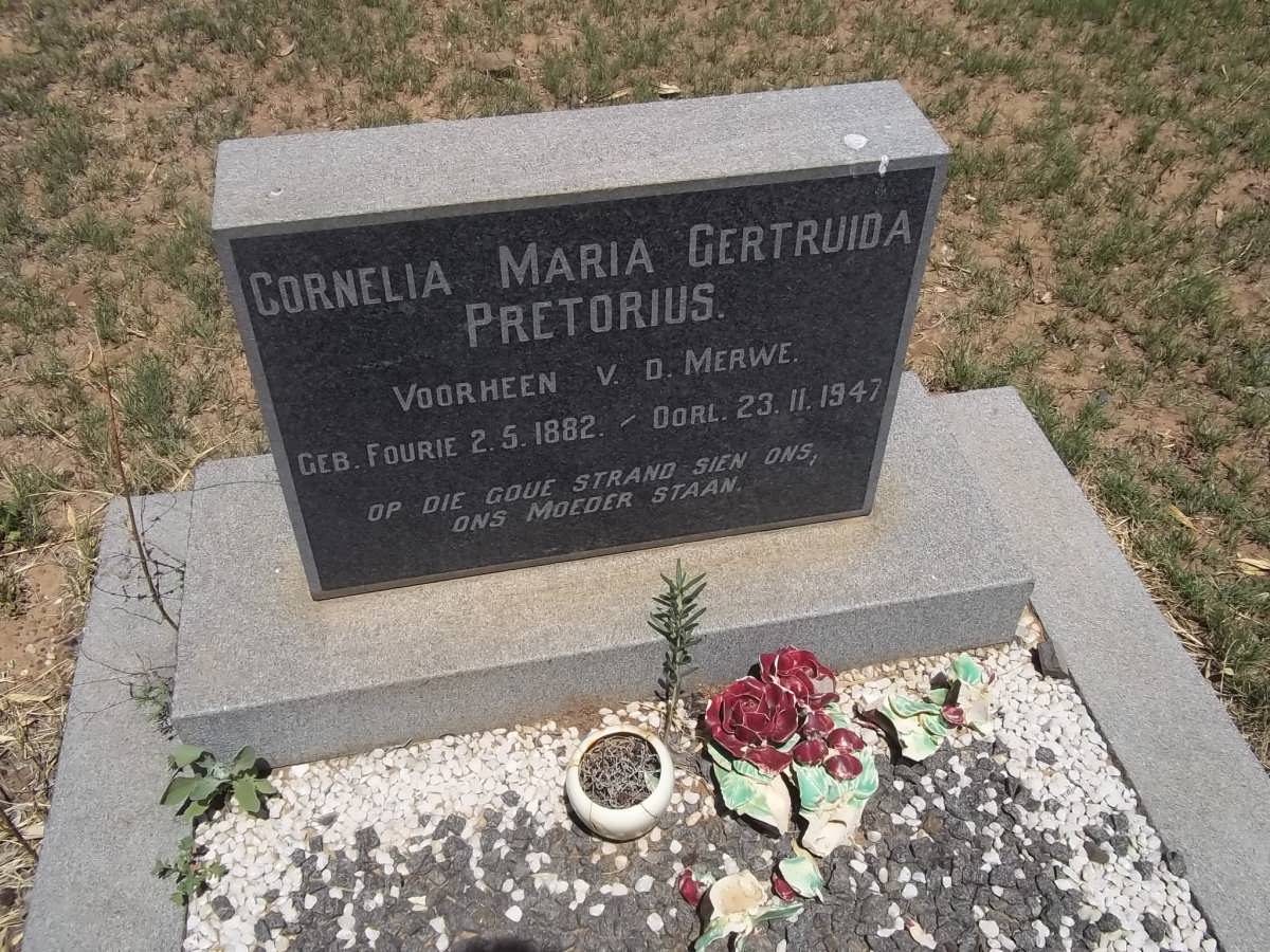 PRETORIUS Cornelia Maria Gertruida formerly V.D. MERWE nee FOURIE 1882-1947