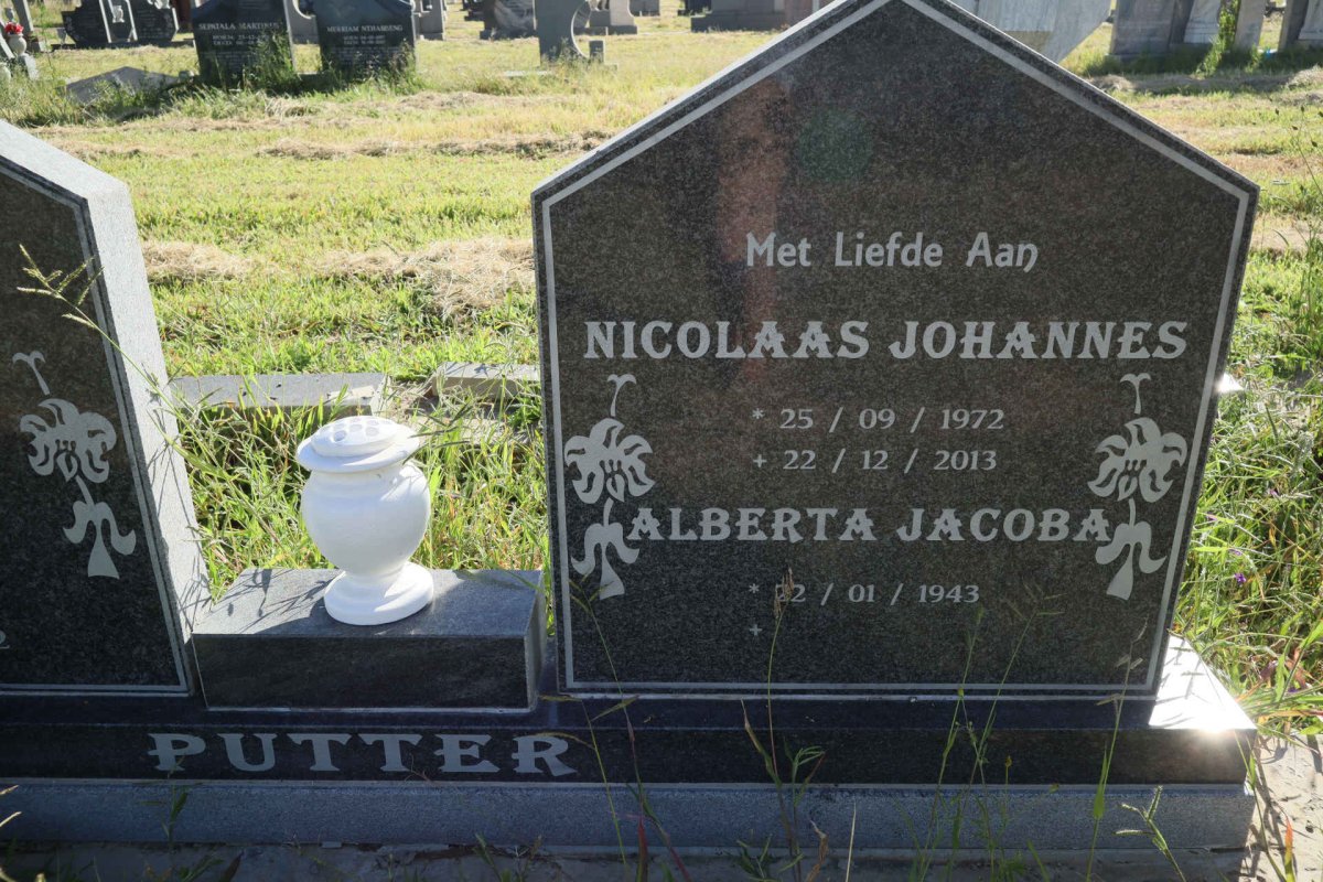 PUTTER Jan Adriaan 1942-2012 &amp; Alberta Jacoba 1943- :: PUTTER Nicolaas Johannes 1972-2013