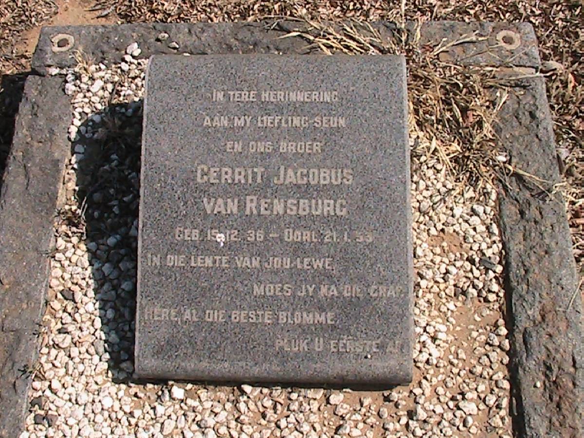 RENSBURG Gerrit Jacobus, van 1936-1953