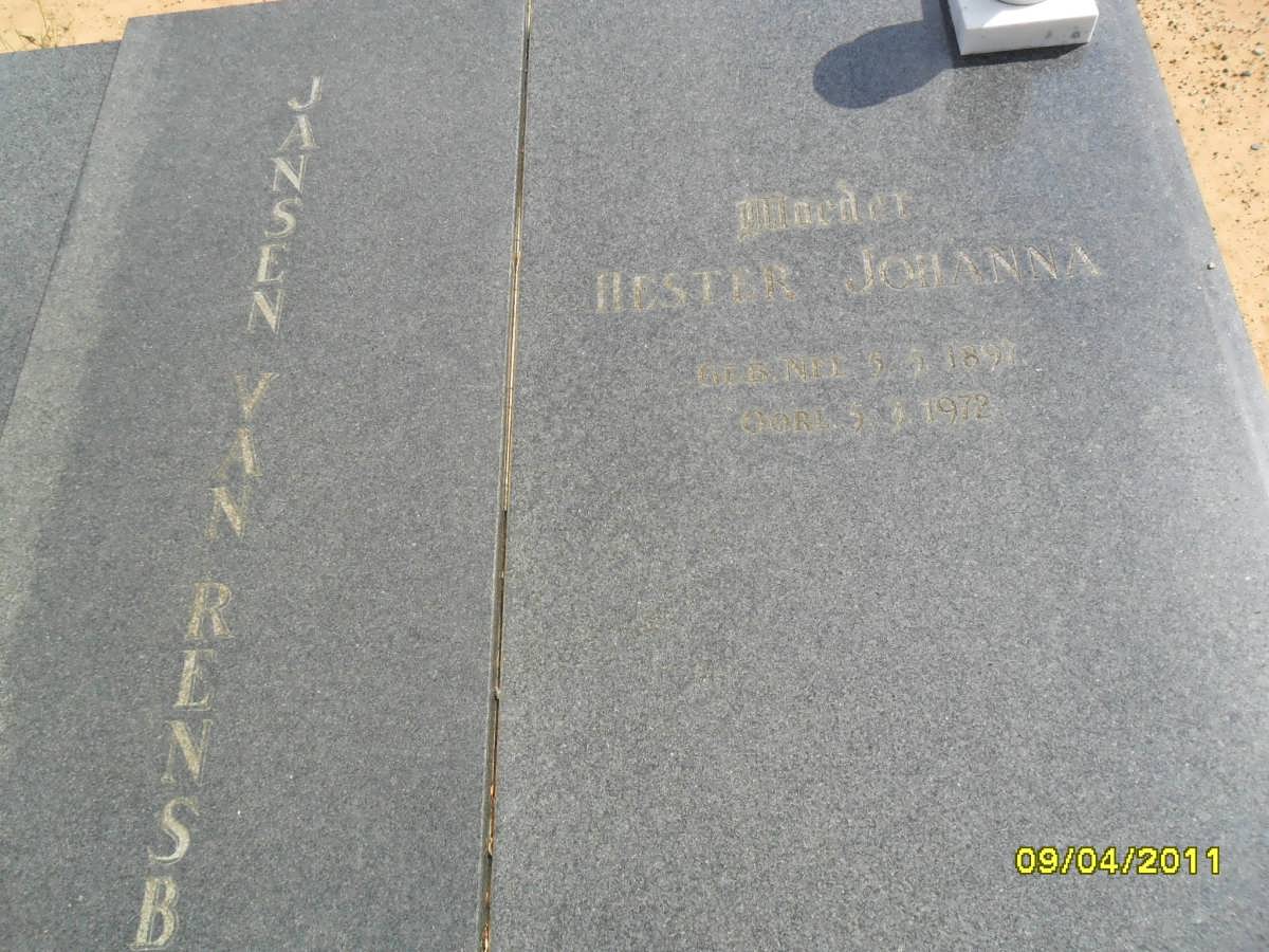 RENSBURG Johannes Frederick, Jansen van 1897-1971 &amp; Hester Johanna 1891-1972