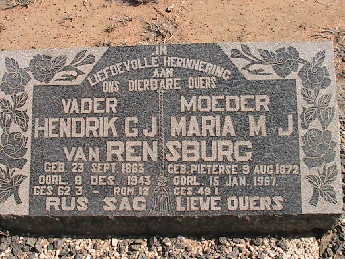 RENSBURG Hendrik G.J., van 1863-1943 &amp; Maria M.J. PIETERSE 1872-1967
