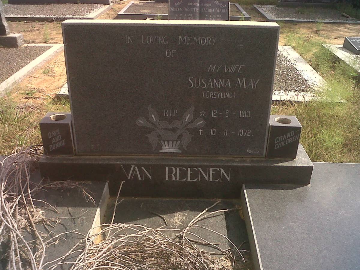 REENEN Susanna May, van nee GREYLING 1913-1972
